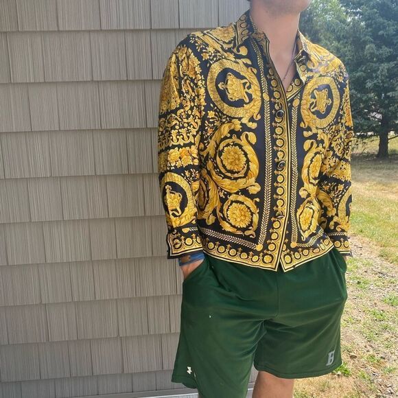 Vintage Gianni Versace Barocco Collection RARE button down silk Top Shirt unisex - Picture 1 of 13